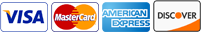 We accept American Express, Mastercard, VISA, Discover